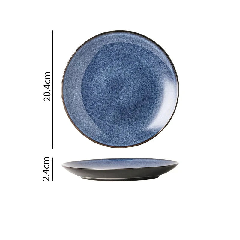 Ceramic Dinner Plate Creative Kiln Change Retro Shallow