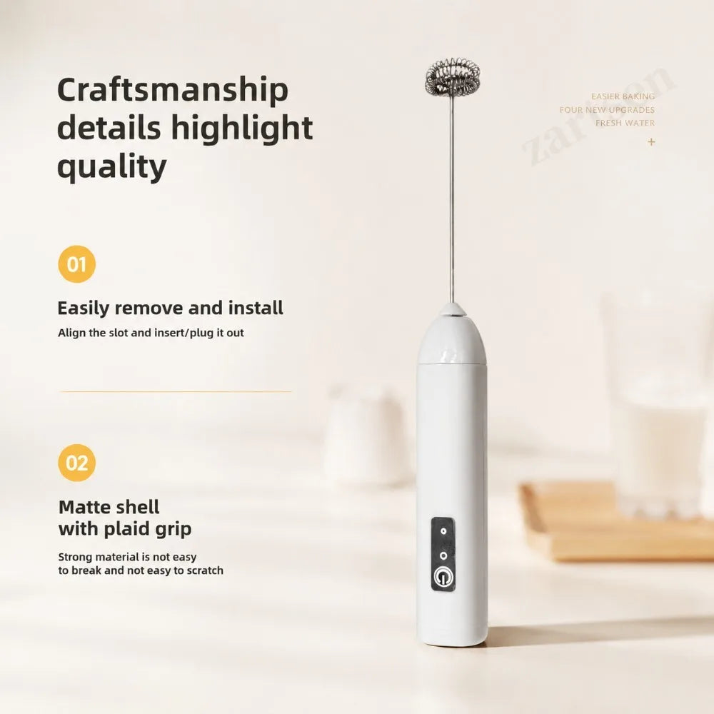 Electric Milk Frother Egg Beater Wireless Type-C Charging