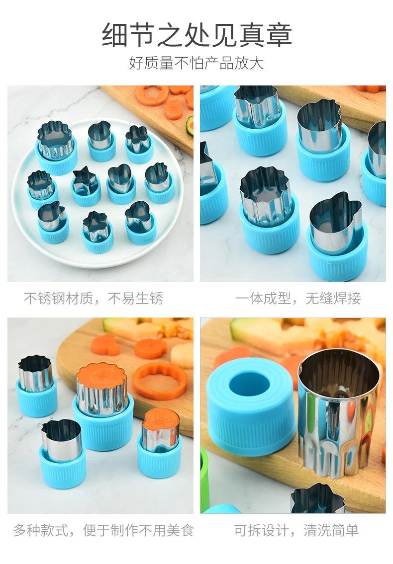 Star Heart Shape Vegetables Cutter Plastic Handle 3pcs