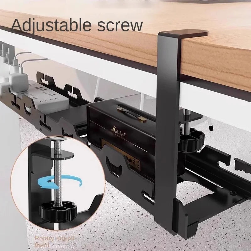 Telescopic Under Table Storage Rack Metal Cable Management