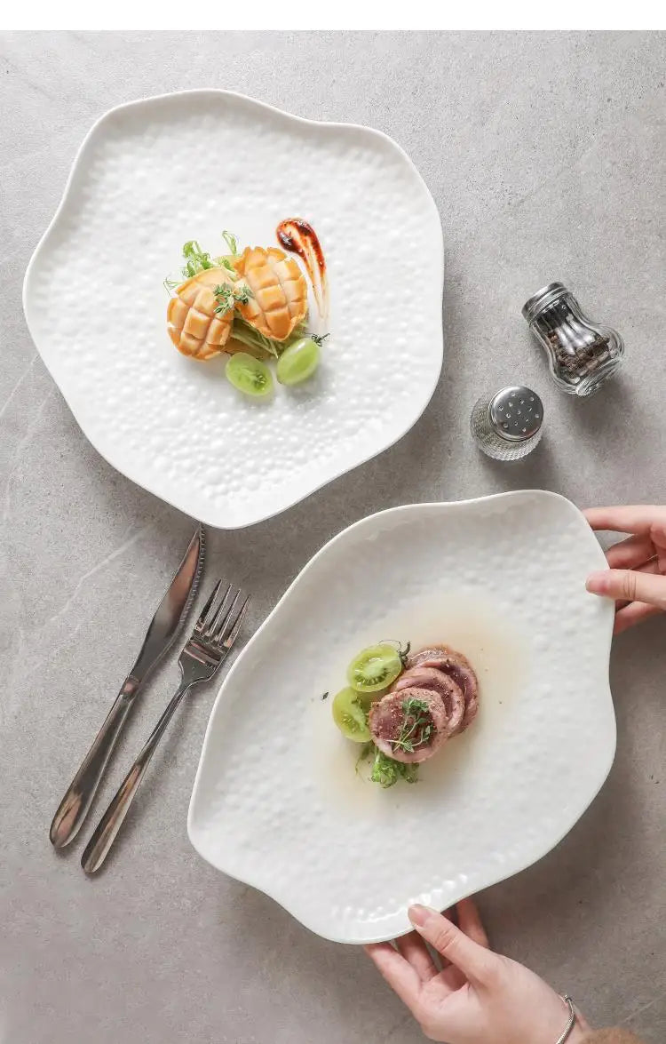 Ceramic Cooking Dishes Pasta Steak Plates Irregular Shape