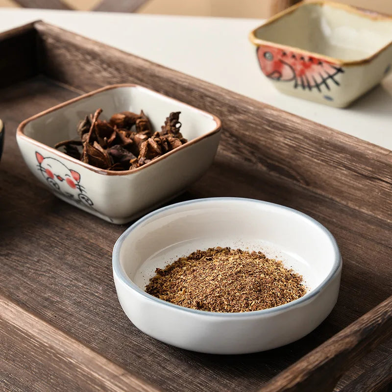 1pc Flavorful Japanese Ceramic Small Dish Square Dip