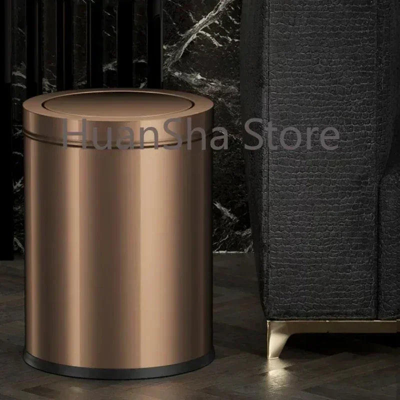 Stainless Steel Trash Can Gold Bathroom Bedroom Recycle