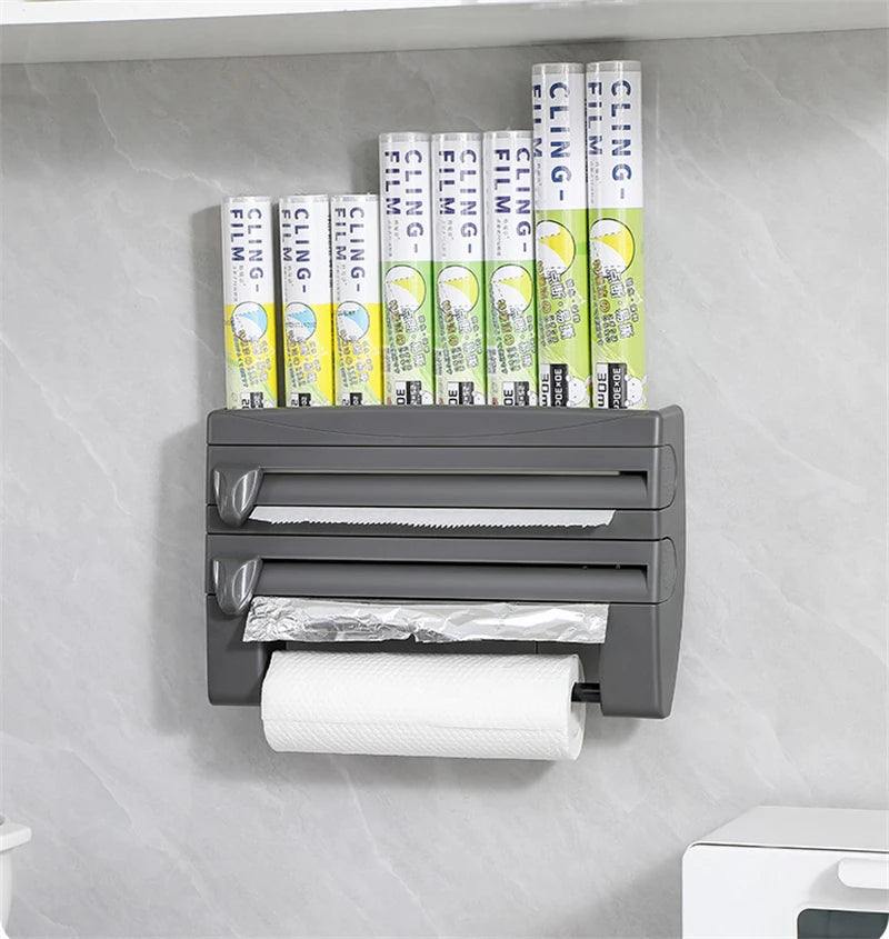 Cling Film Roll Cutting Holder Food Wrap Dispenser