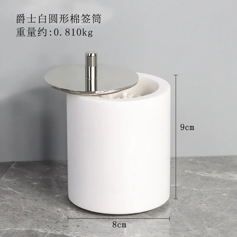 1pc White Natural Marble Bathroom Luxury Soap Dispenser