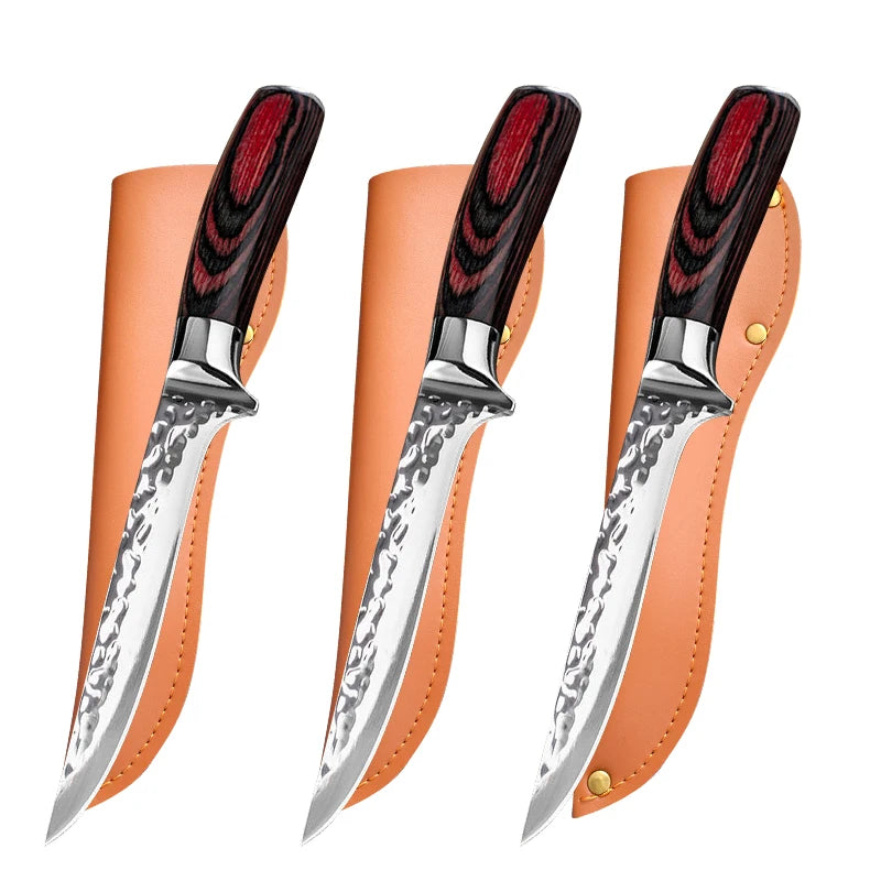 Stainless Steel Chef Knife Professional Boning Cleaver Wood