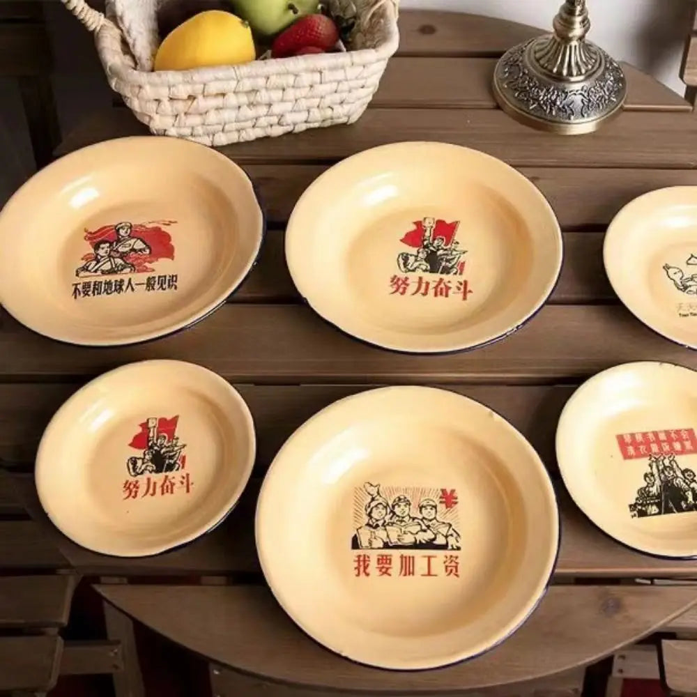 Iron Enamel Iron Enamel Dish Plate Old-Fashioned Nostalgic