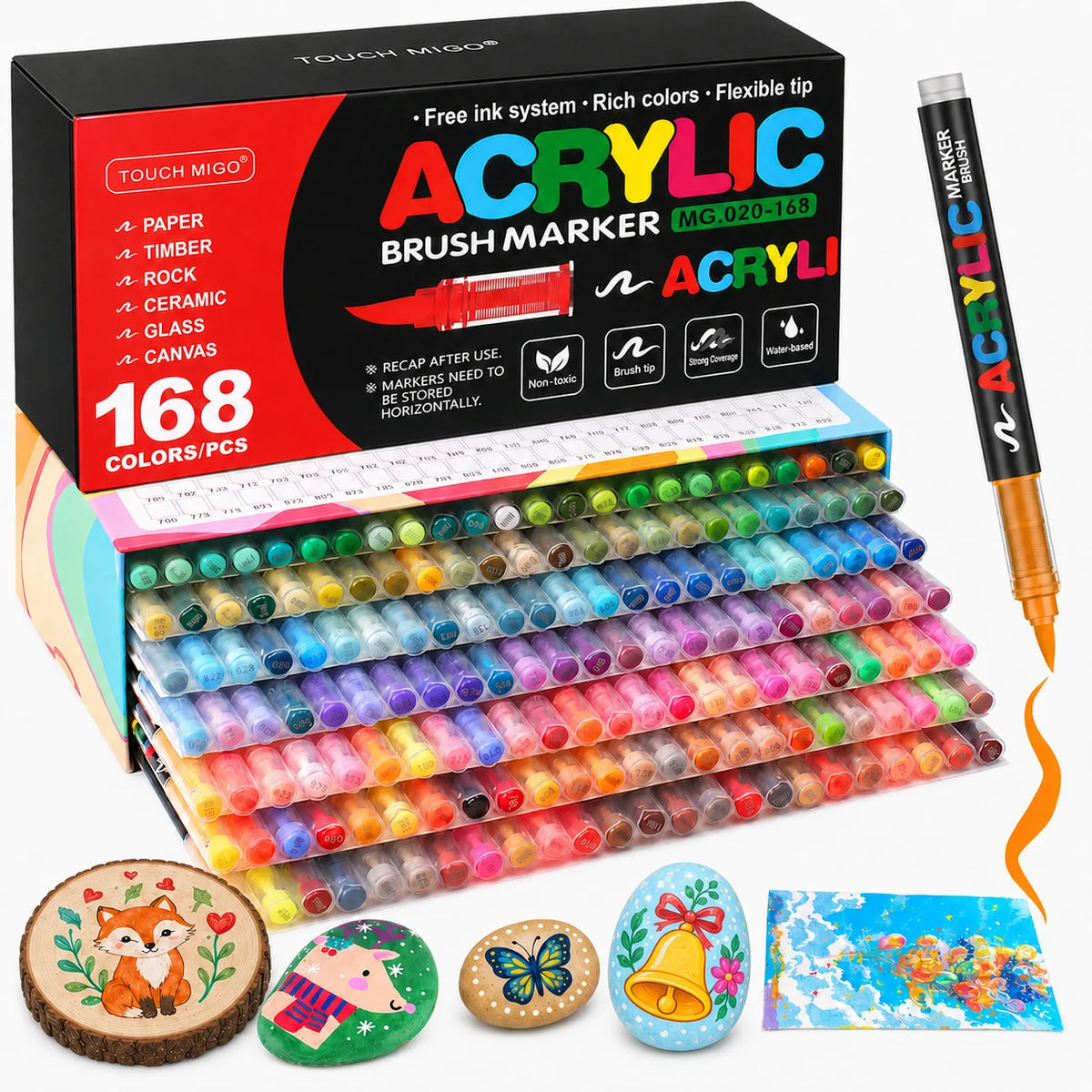12-366 Colors Acrylic Paint Markers Quick Dry Brush