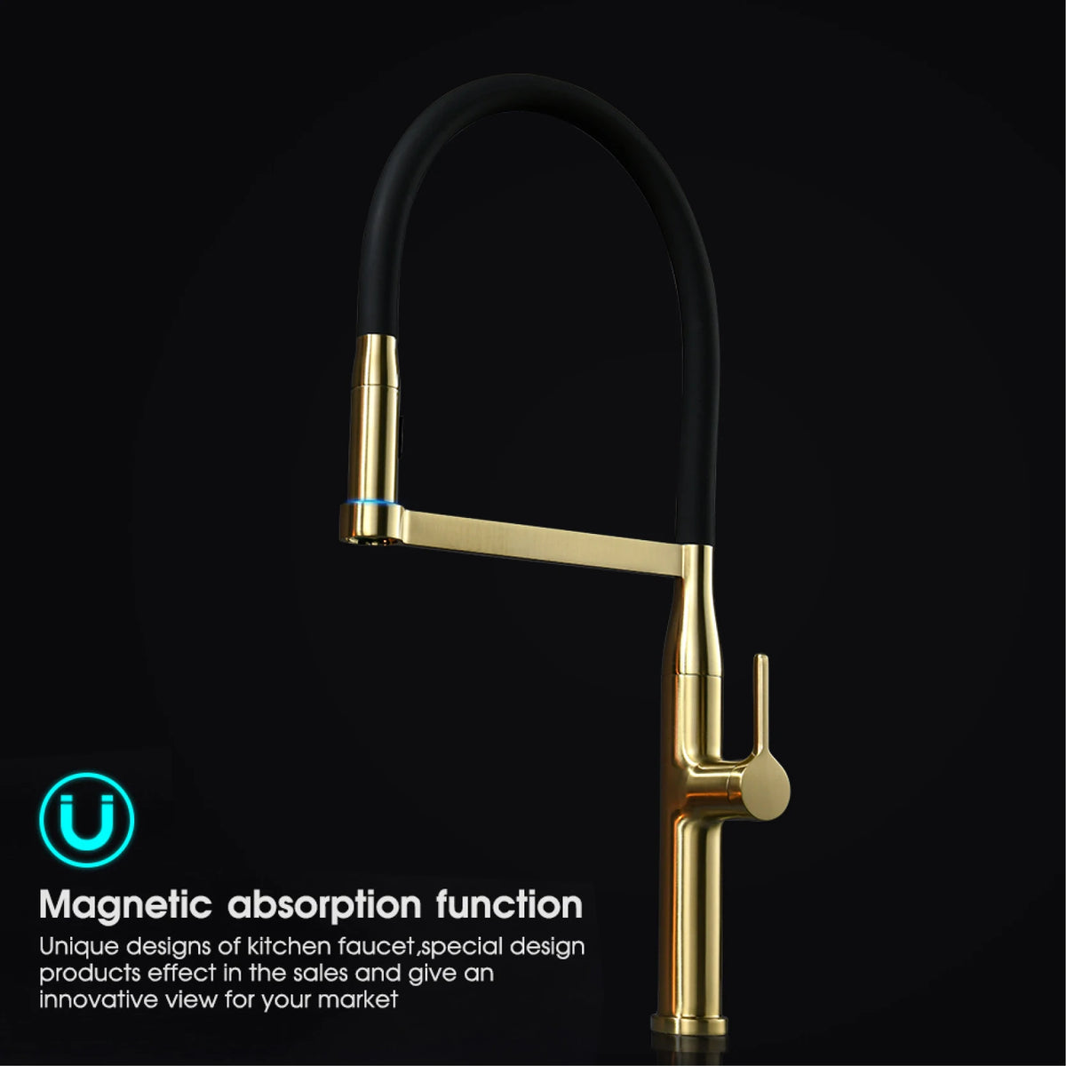 Luxury Brushed Gold Brass Pull Out Faucet Ceramic