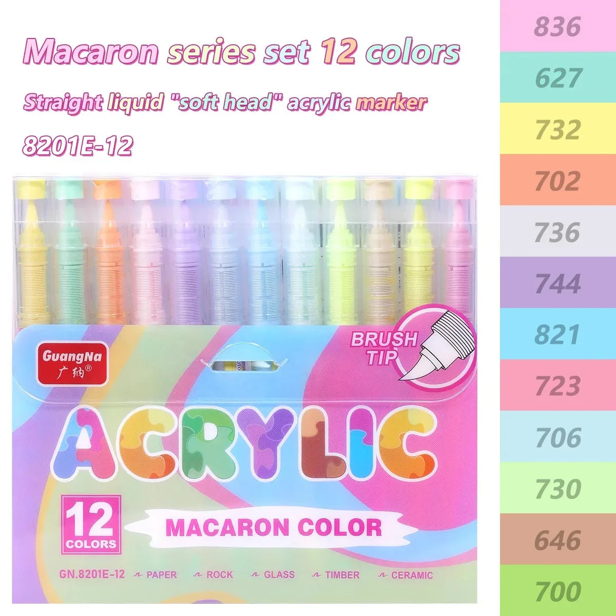 12-408 Colors Acrylic Paint Pen Acrylic Markers Brush