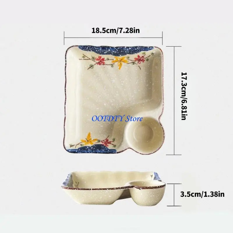 367a Square Ceramic Plate Including Hand Painted Vinegar