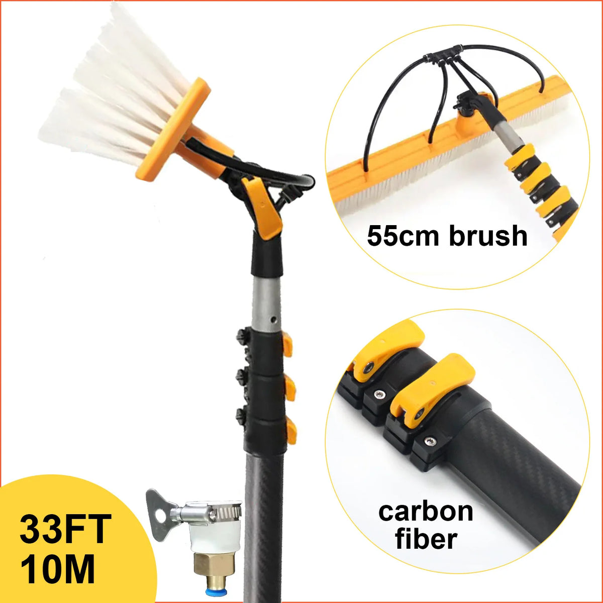 Water Fed Telescopic Pole Telesbrush Window Solar Photovoltaic