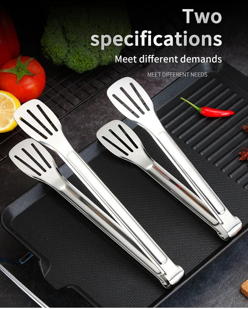 304 Stainless Steel Food Tongs Bbq Non Slip