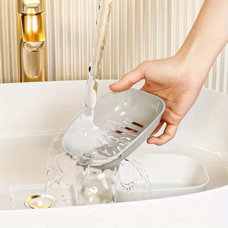 1pc Soap Dish Double-Layer Drainage Automatic Drain Easy