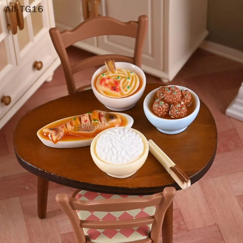 1/12 Dollhouse Miniature Chinese Dishes Food Models Dollhouse
