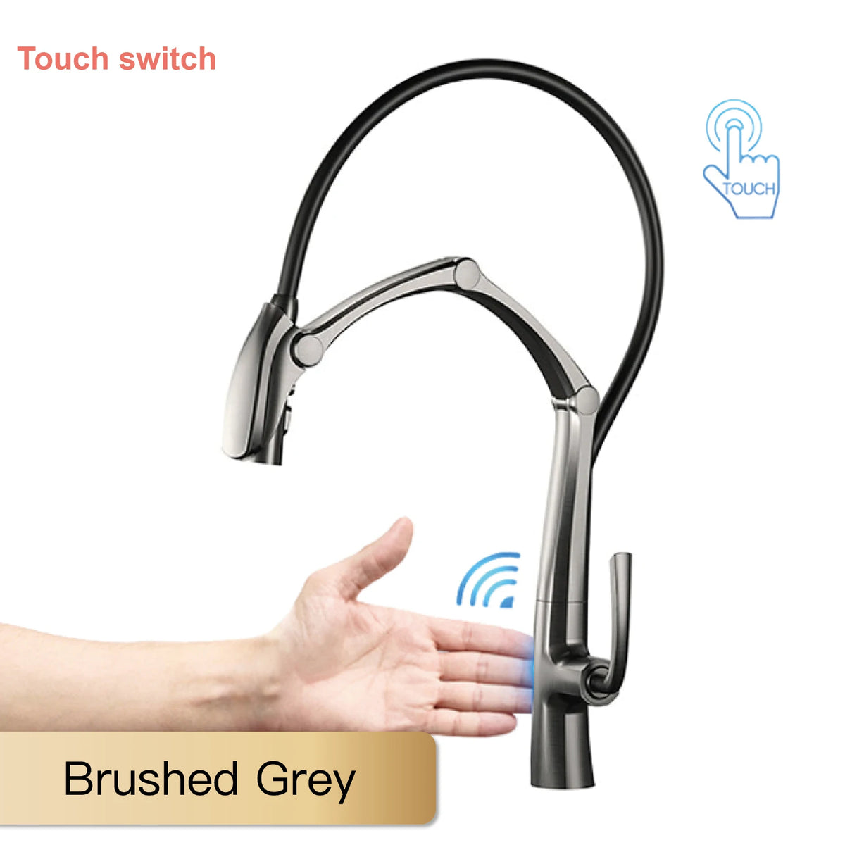 Aitana Gun Grey Luxury Brass Led Display Faucet