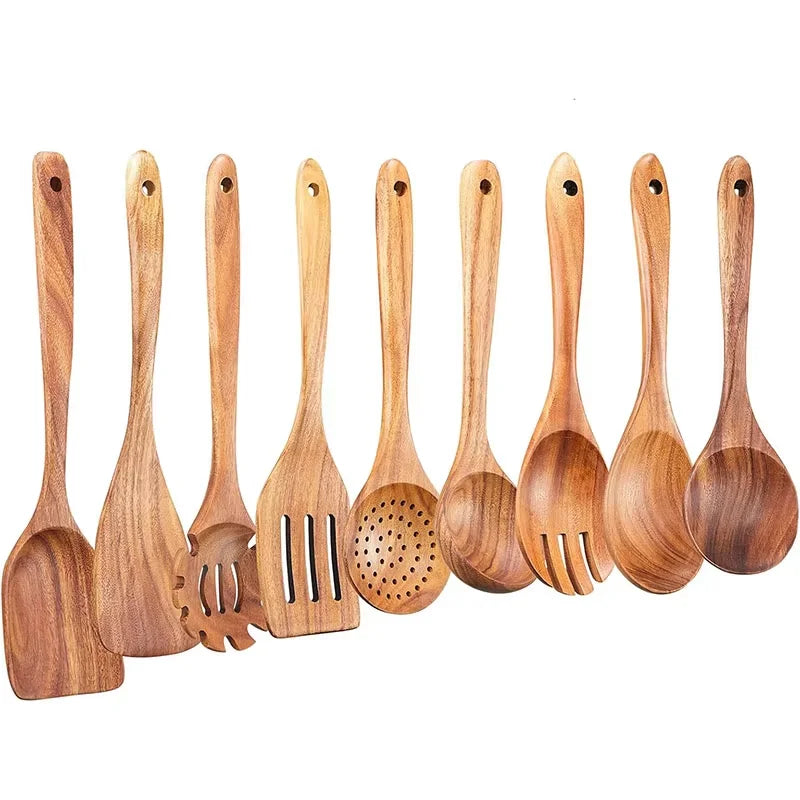 Wooden Utensil Natural Acacia Wood Cooking Utensils Durable
