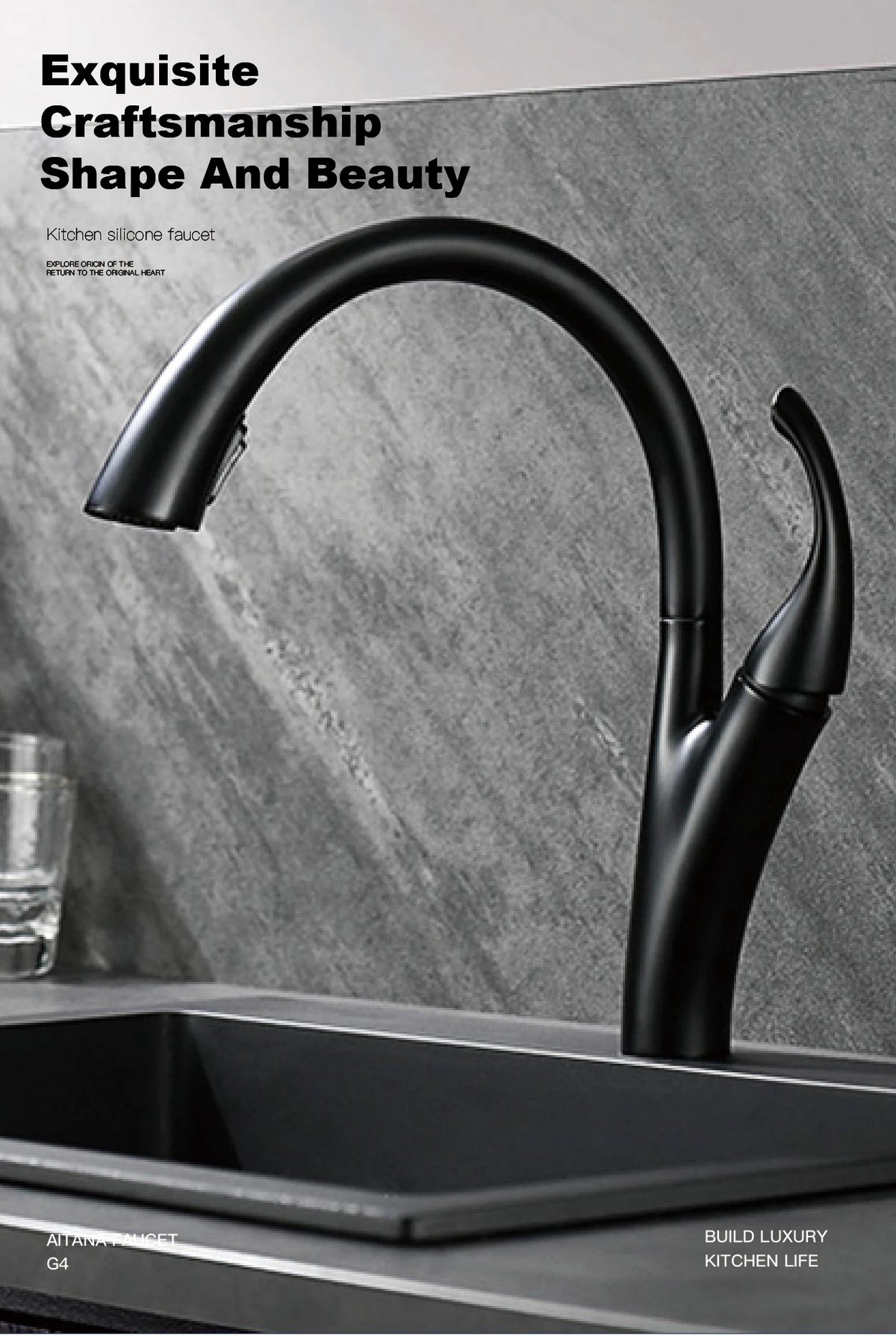 Aitana Simple Design Brass Black Faucet Modern Handle