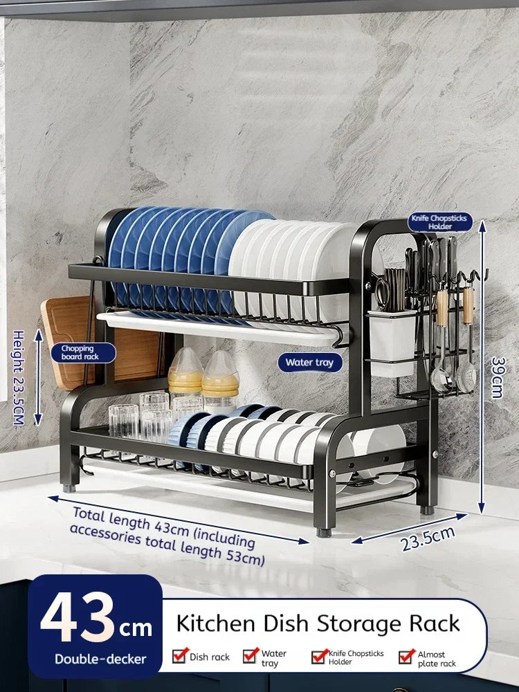 Dish Drying Rack 2-Tier Compact Dish Rack Drainboard