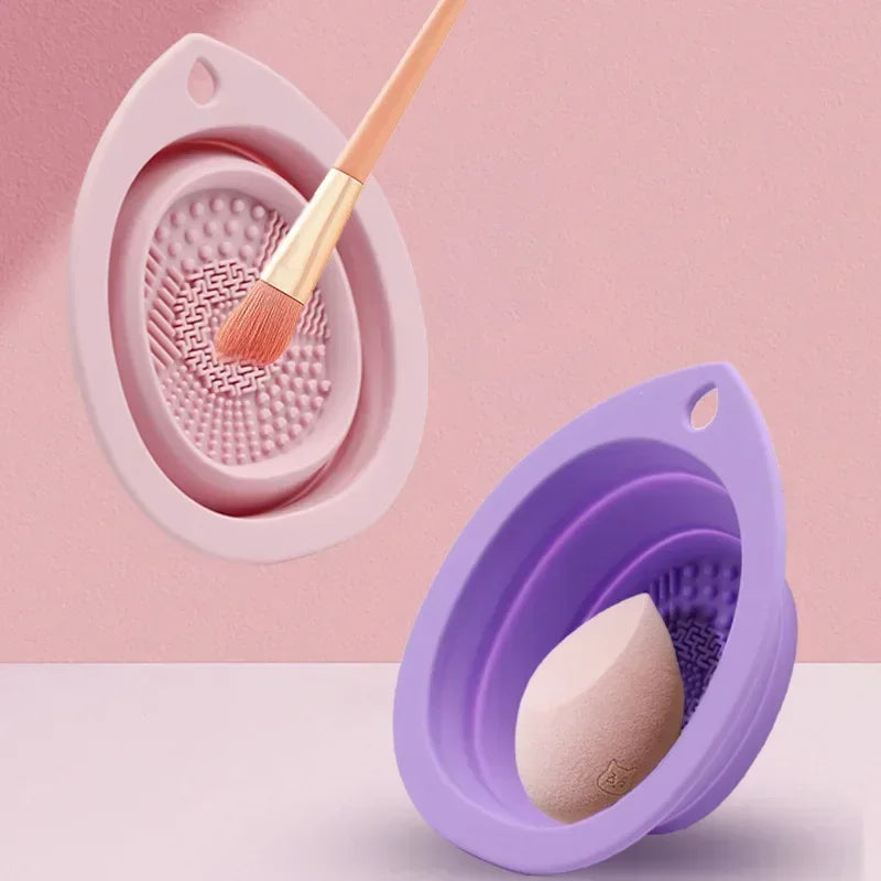 Silicone Makeup Brush Cleaner Folding Powder Puff Cleaning