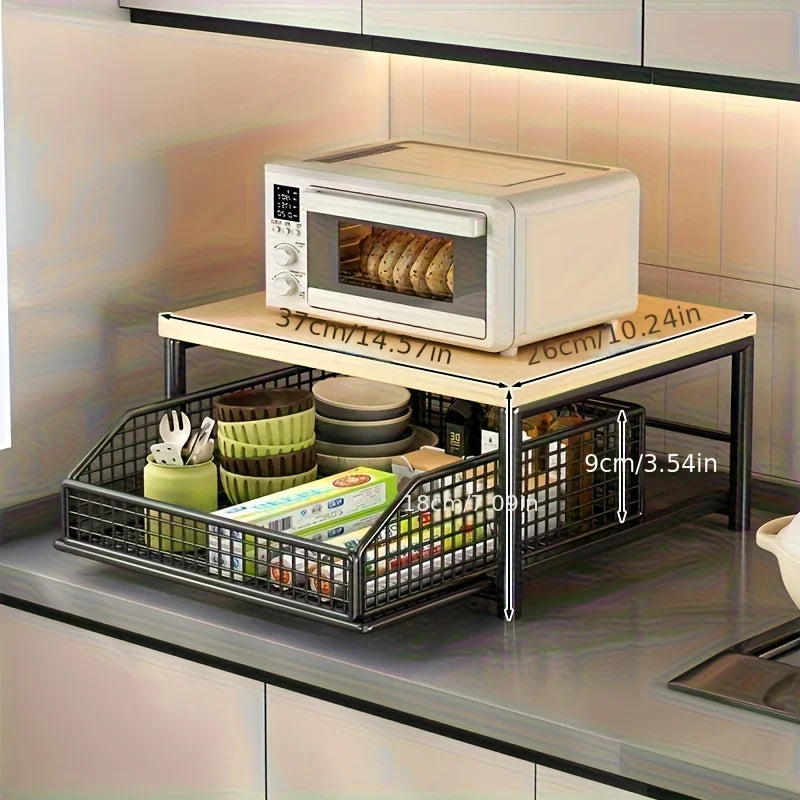 Space-Saving Countertop Organizer Made Of Sturdy Hardwood Drawer