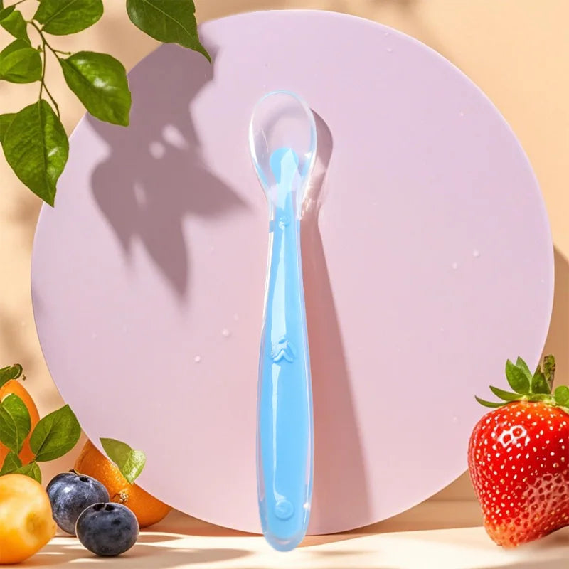 Baby Silicone Spoon Learning Spoon Love Pattern Tableware