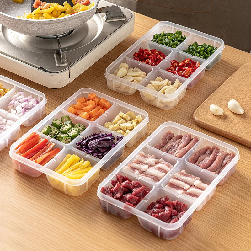 Refrigerator Storage Box 4/6 Grid Food Vegetable Fruit