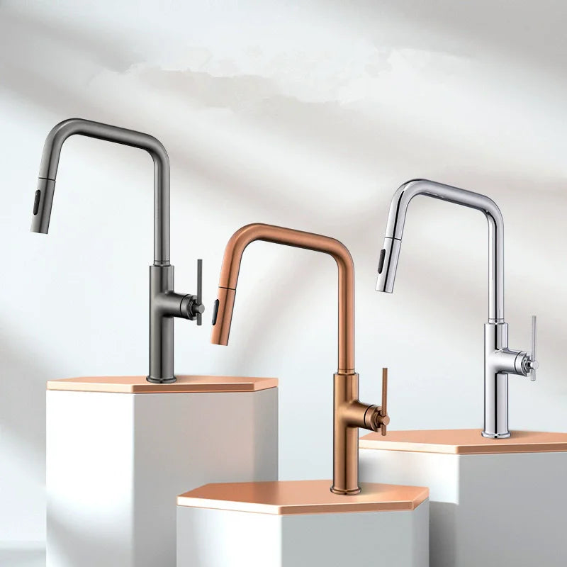 Brushed Rose Gold Pull Out Faucets Brush Gold