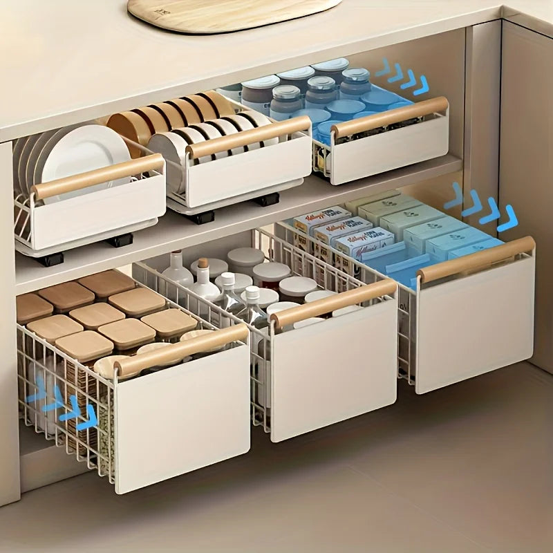 Space-Saving Drawer Organizer Pull Out Storage Rack Storing