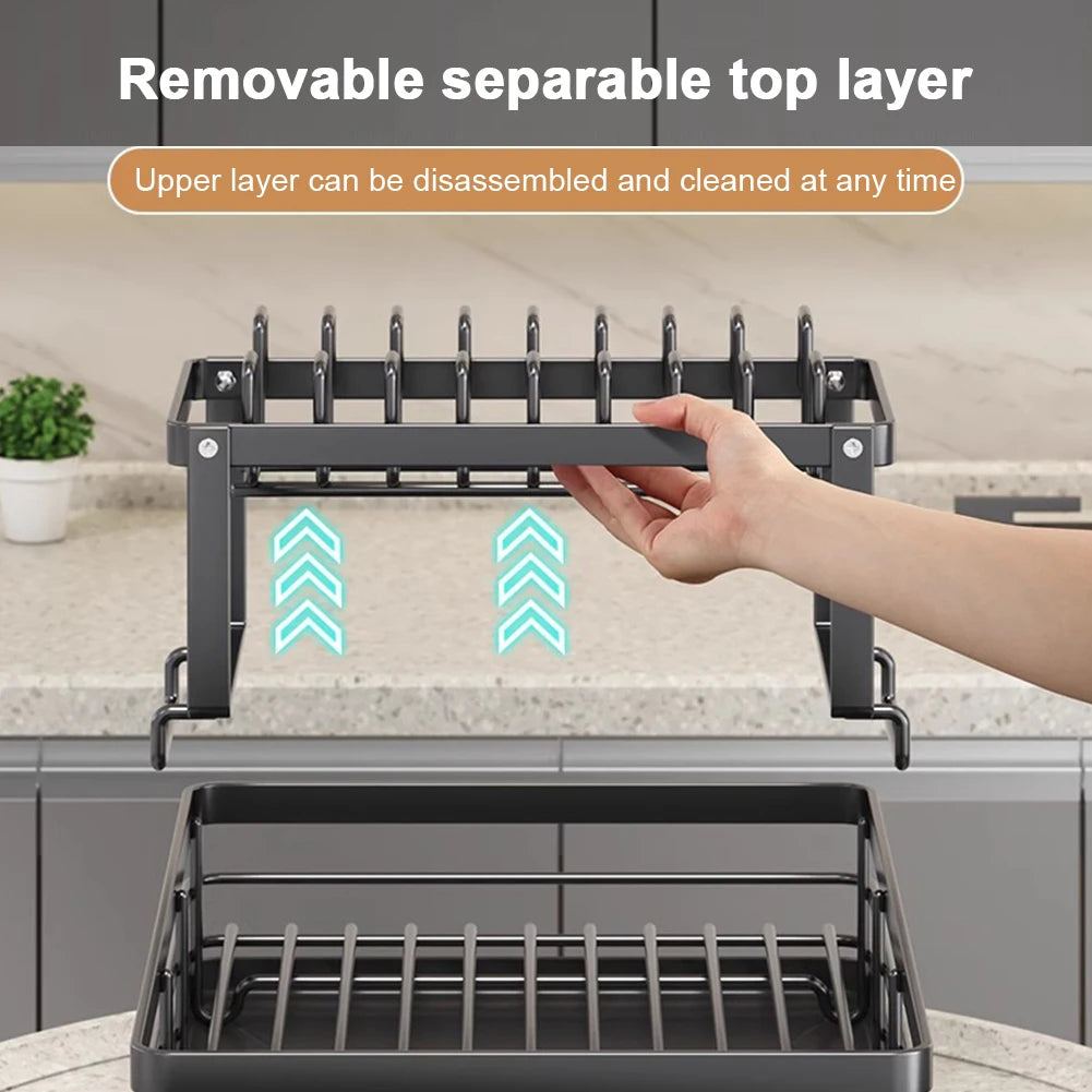 Dish Bowl Drainer Dish Drying Rack Adjustable Plates