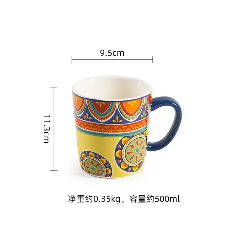 1pcs Ceramic Tableware Bohemian Flat Dinner Plate Western