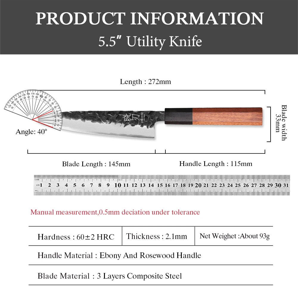 Utility Knife Layer Composite Steel Professional Chef Knives