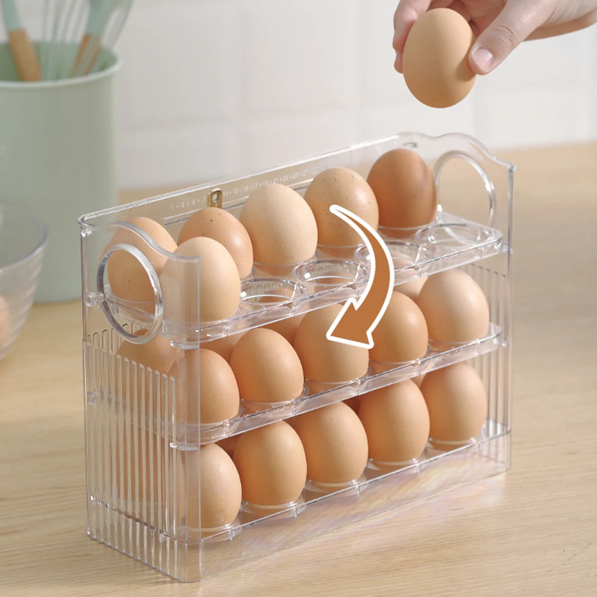 1pcs High-Capacity Multilayer Egg Storage Box Refrigerator Side