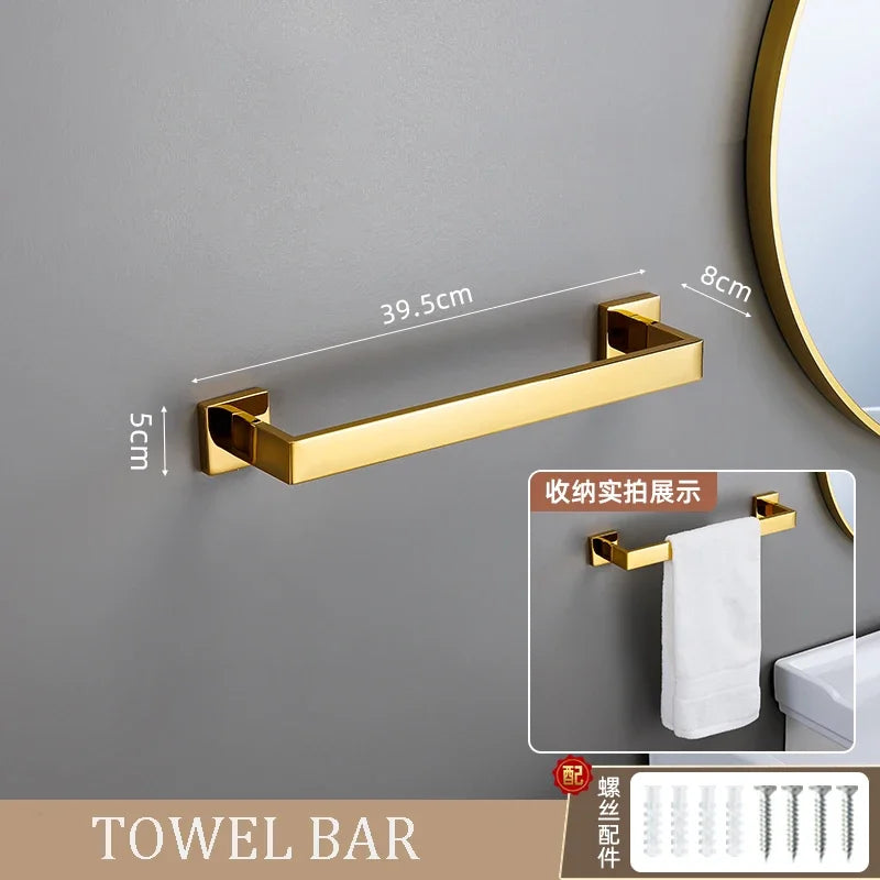 Polished Golden Bathroom Hardware Hook Towel Bar Toilet
