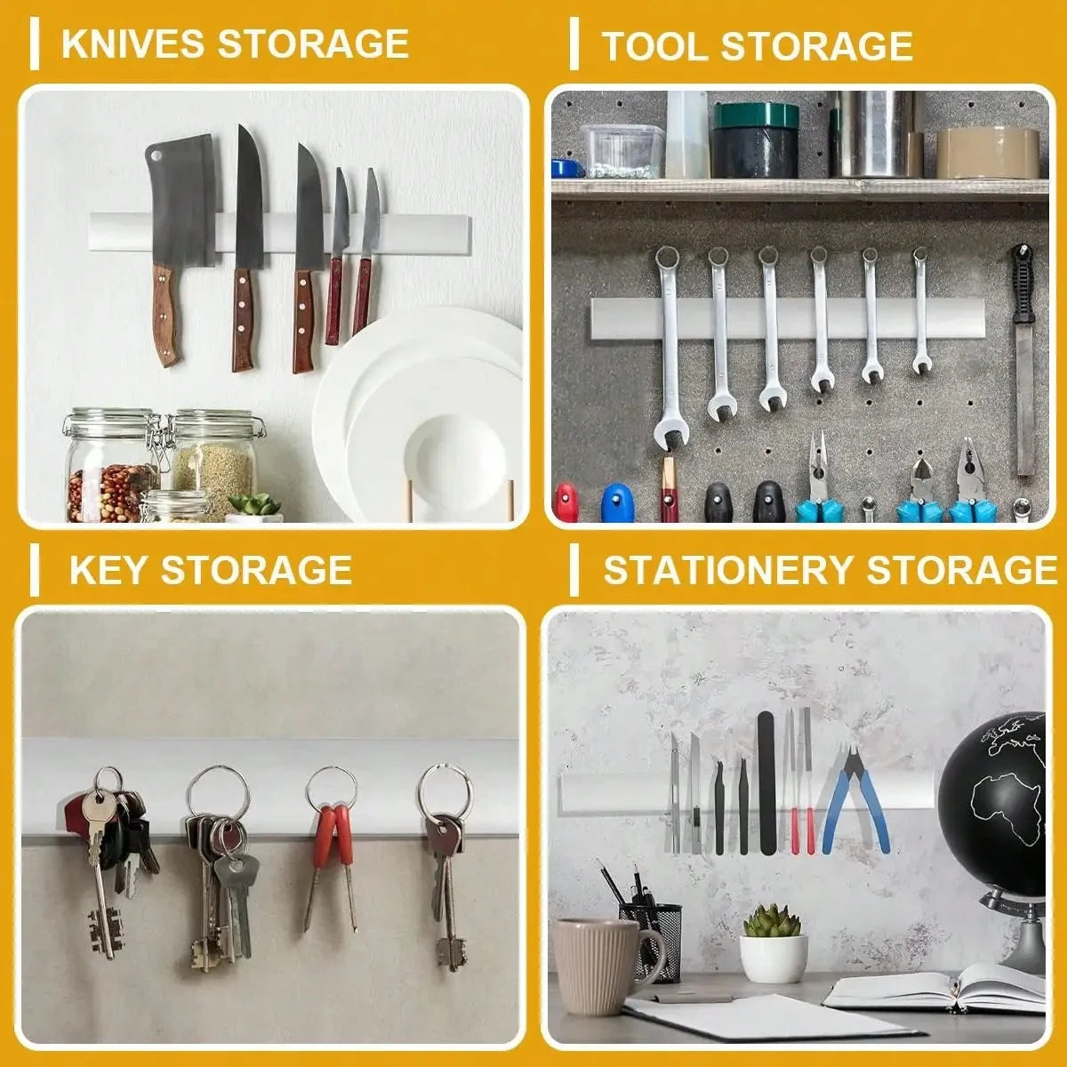 Leeseph Magnetic Knife Holder Wall Multipurpose Stainless Steel