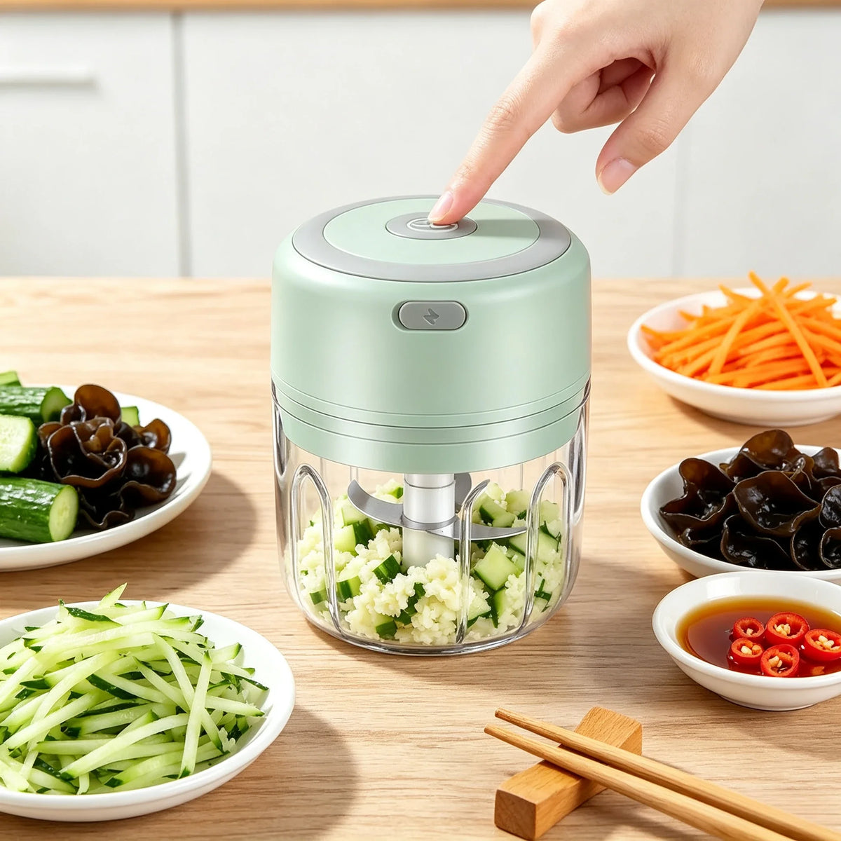 Electric Food Chopper Mini Garlic Masher Crusher Usb