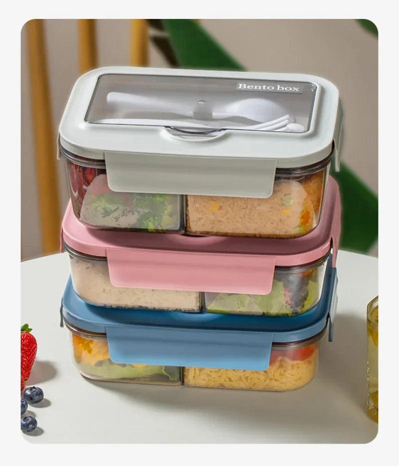 Lunch Box Tableware Office Workers Square Divided Microwave