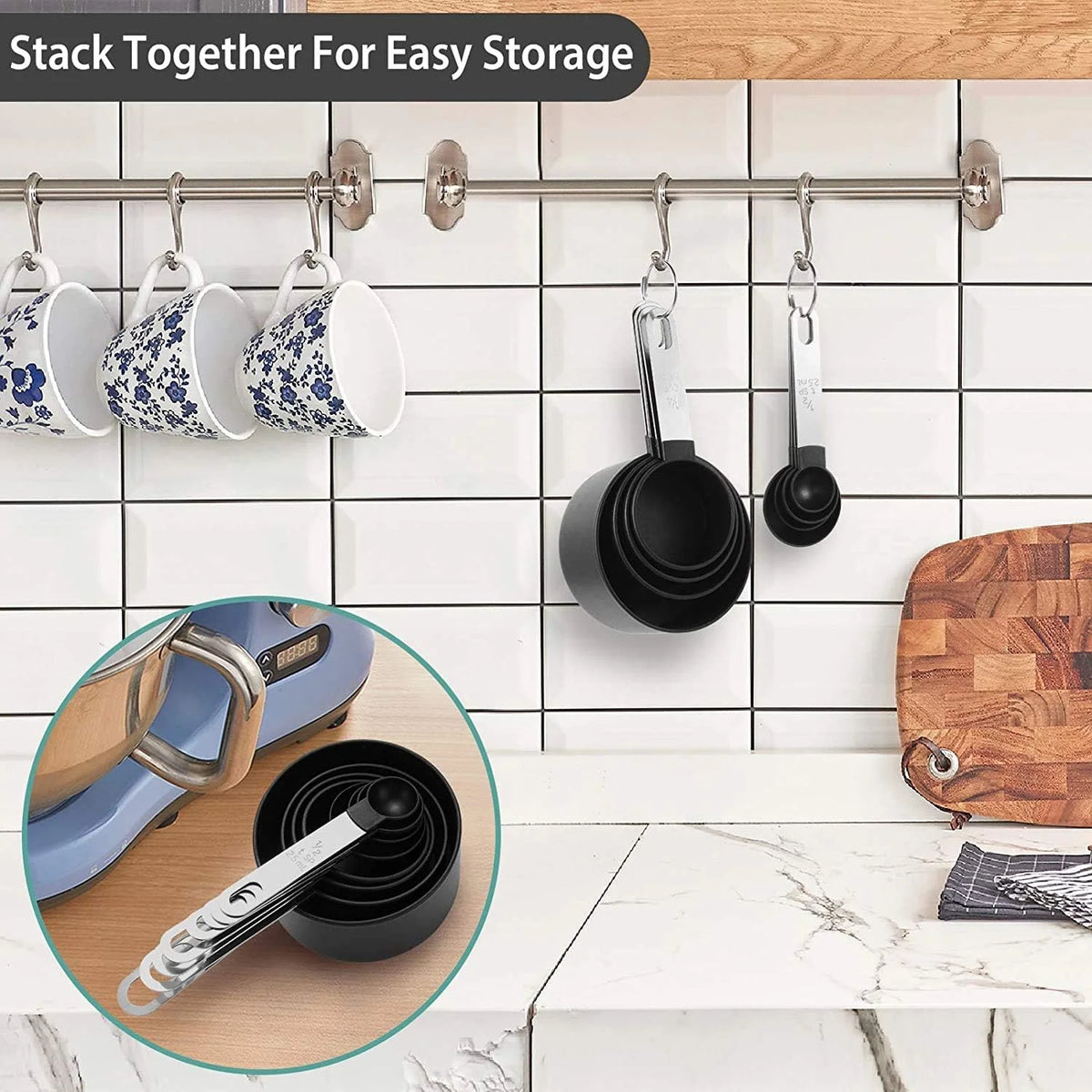 8pcs Measuring Cups & Spoons Stackable Nesting Measure