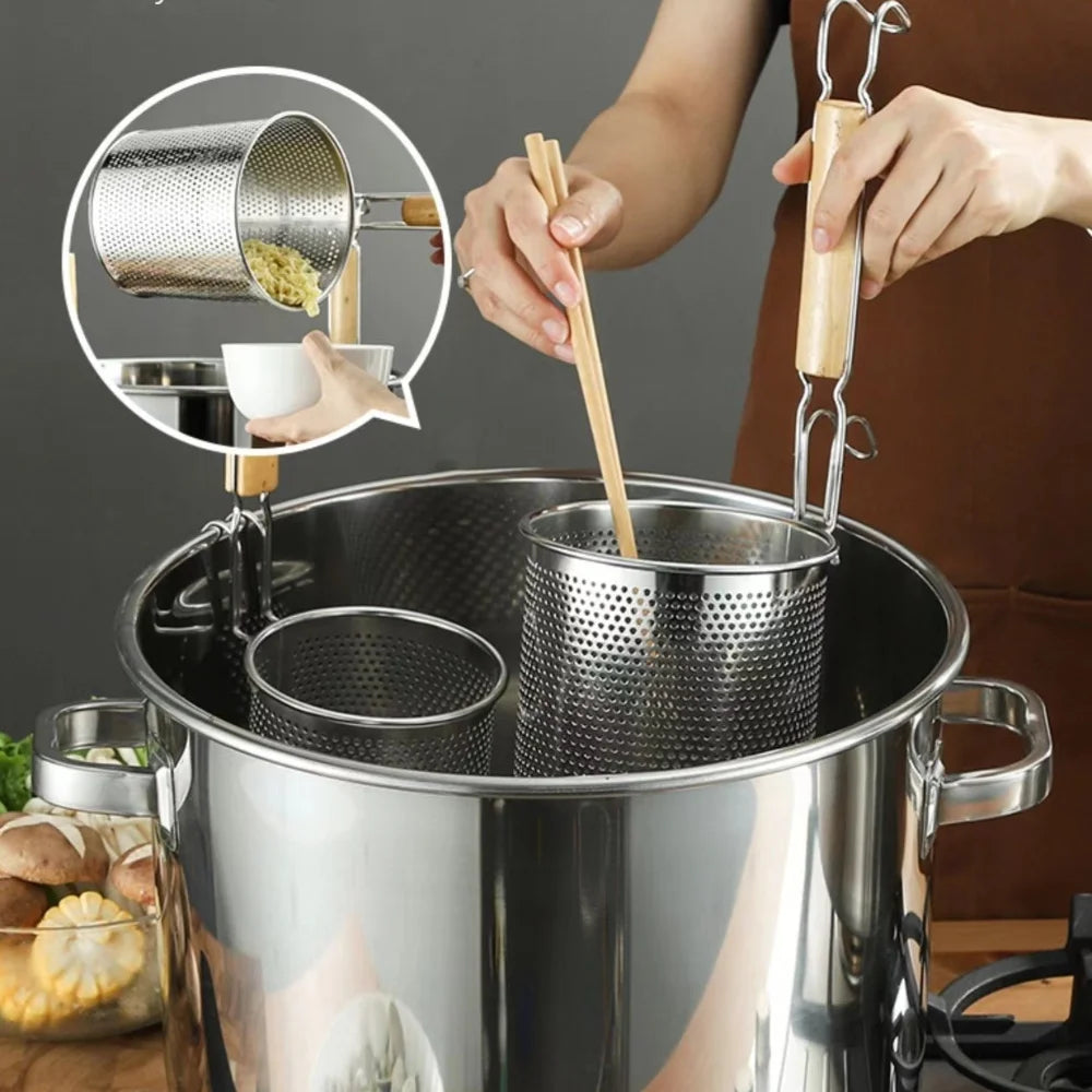 Durable Thickened Stainless Steel Funnel Wooden Handle Pasta