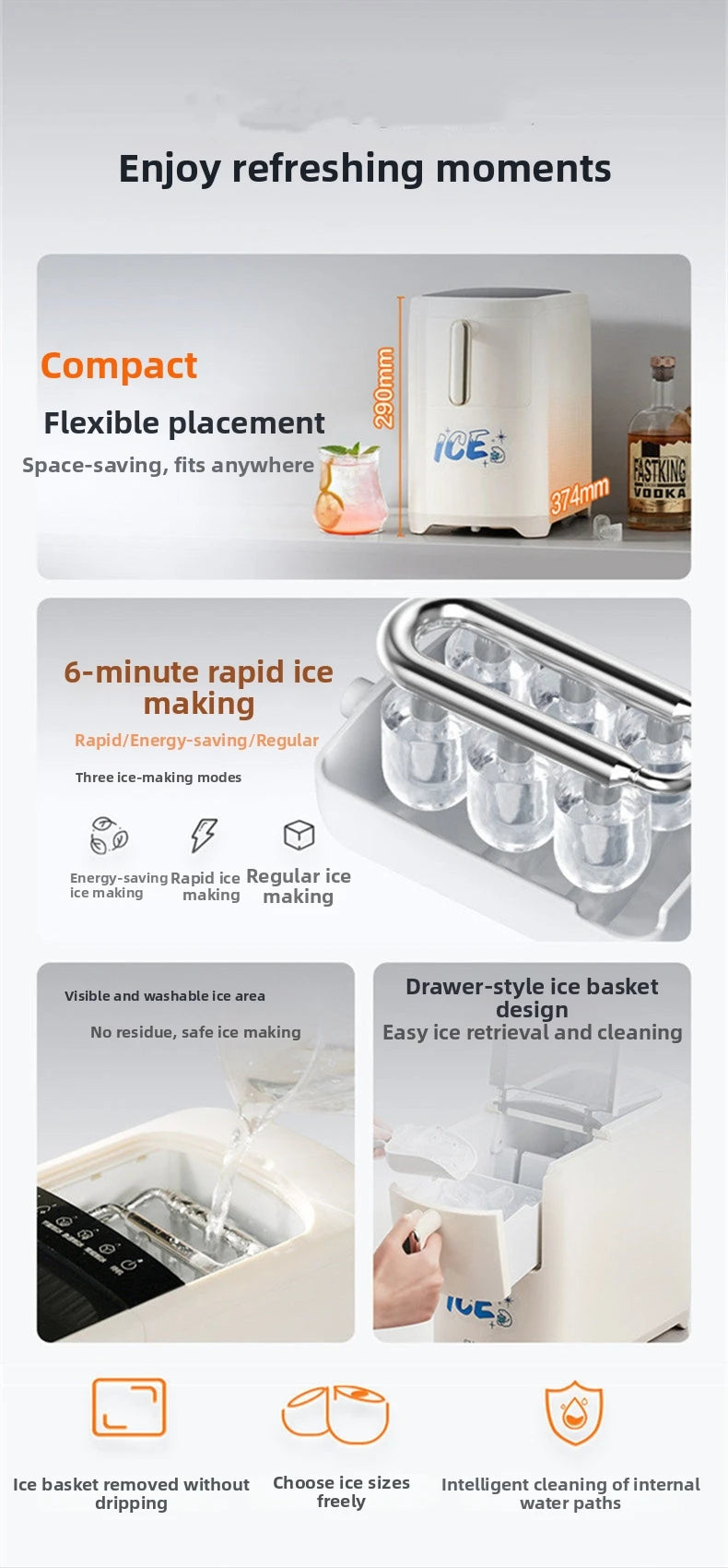 Mini Ice Maker Machine Dorm Student Automatic Ice