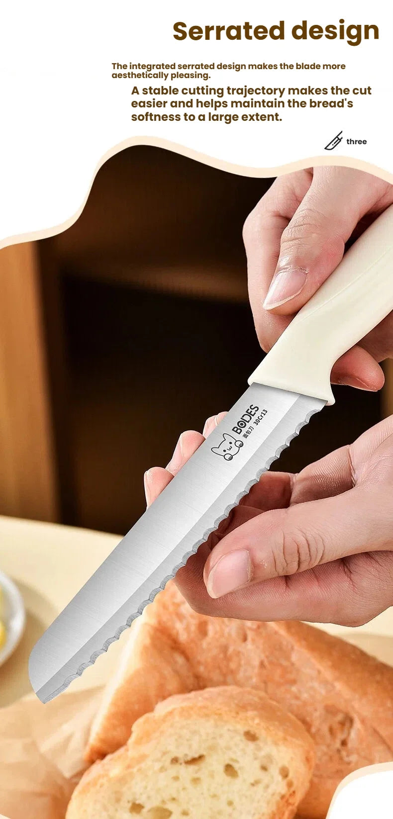 Bread Knife Serrated Edge Sandwich Toast Slicing Knife