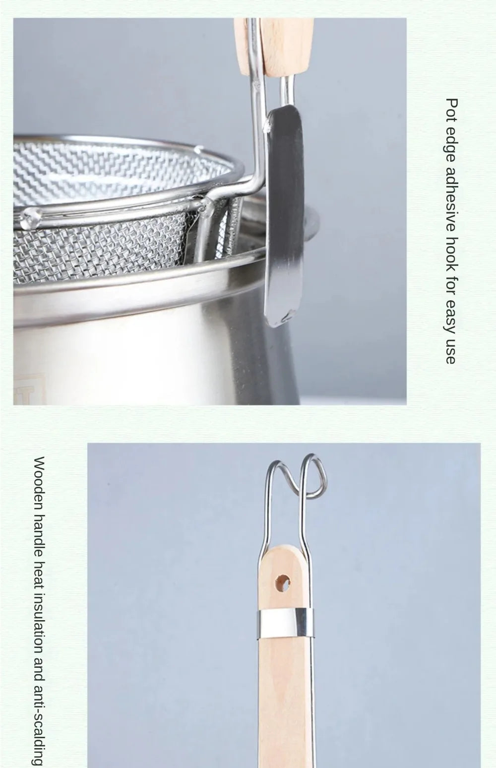 Durable Thickened Stainless Steel Funnel Wooden Handle Pasta