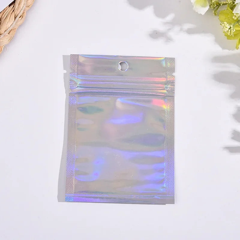 10-200pcs Laser Ziplock Bag Necklace Earrings Jewelry Gift