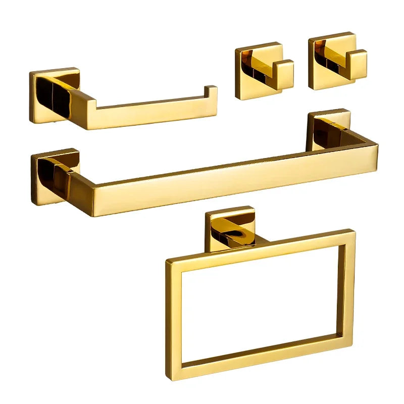 Polished Golden Bathroom Hardware Hook Towel Bar Toilet