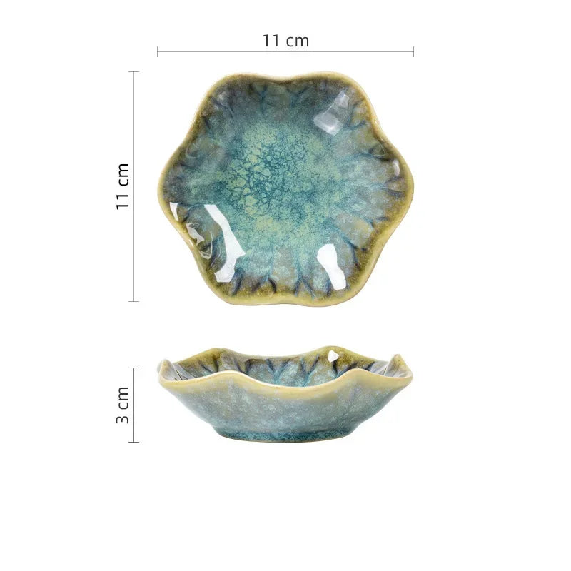 Japanese Ceramic Plate Retro Kiln Glaze Barbecue Mini