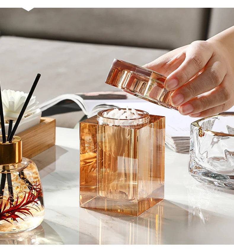 Luxury Crystal Glass Toothpick Box Barrel Dining Table