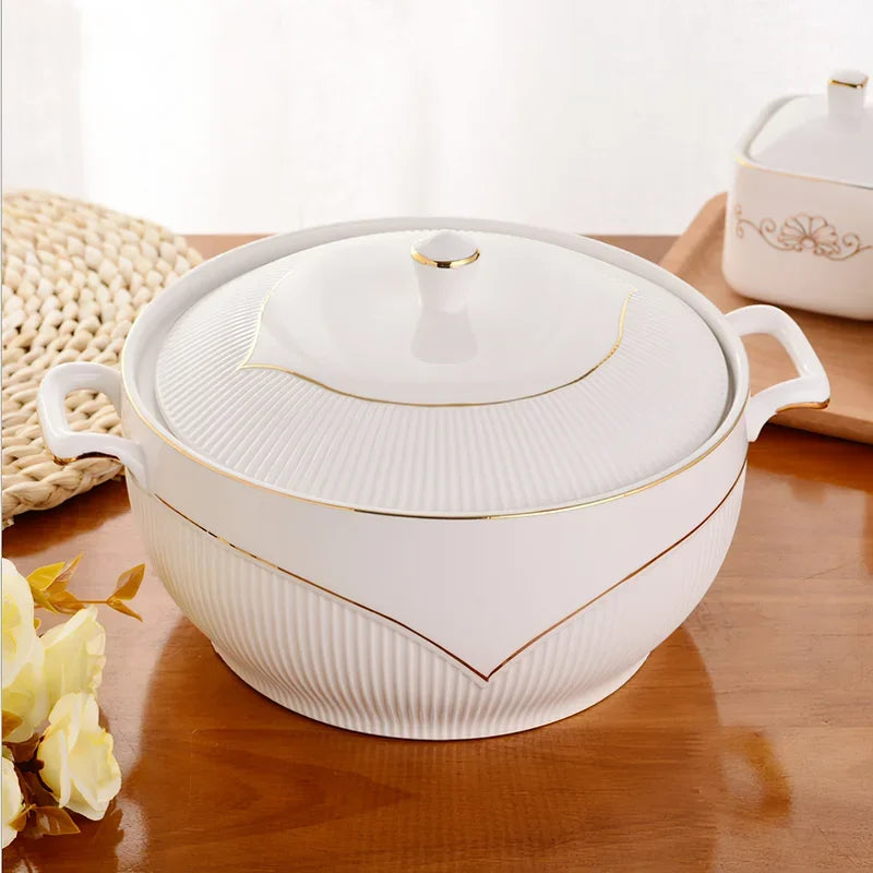 Ceramic Soup Pot Nordic Phnom Penh White Round