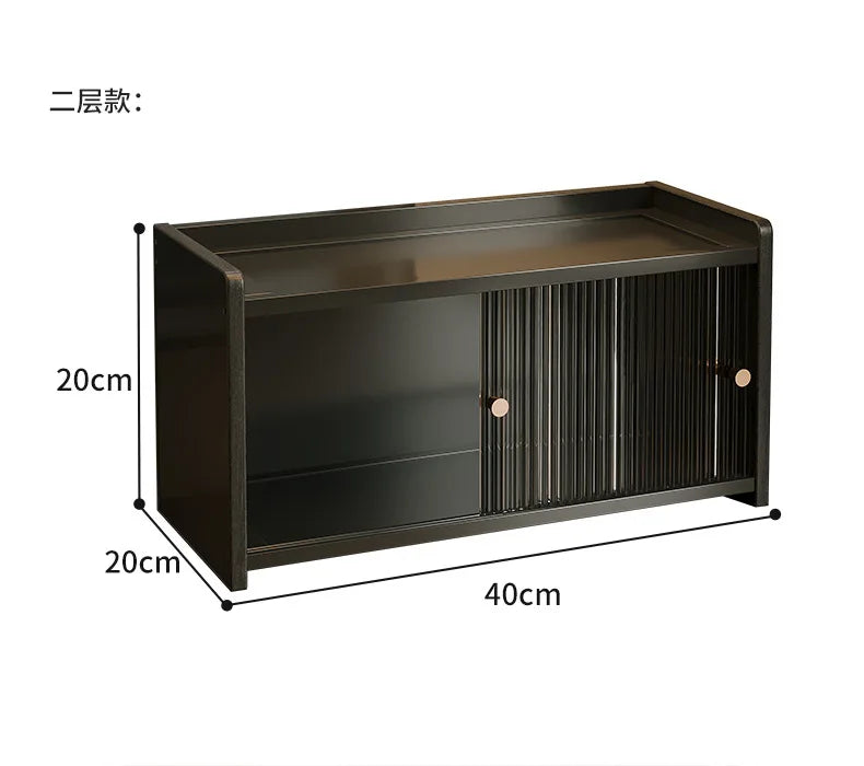 Desktop 2-Tier Countertop Storage Organizer Box Dustproof Fluted