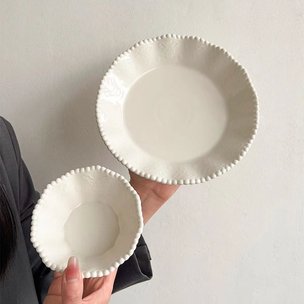 Ceramic Pearl Plates & Bowls - Practical Breakfast