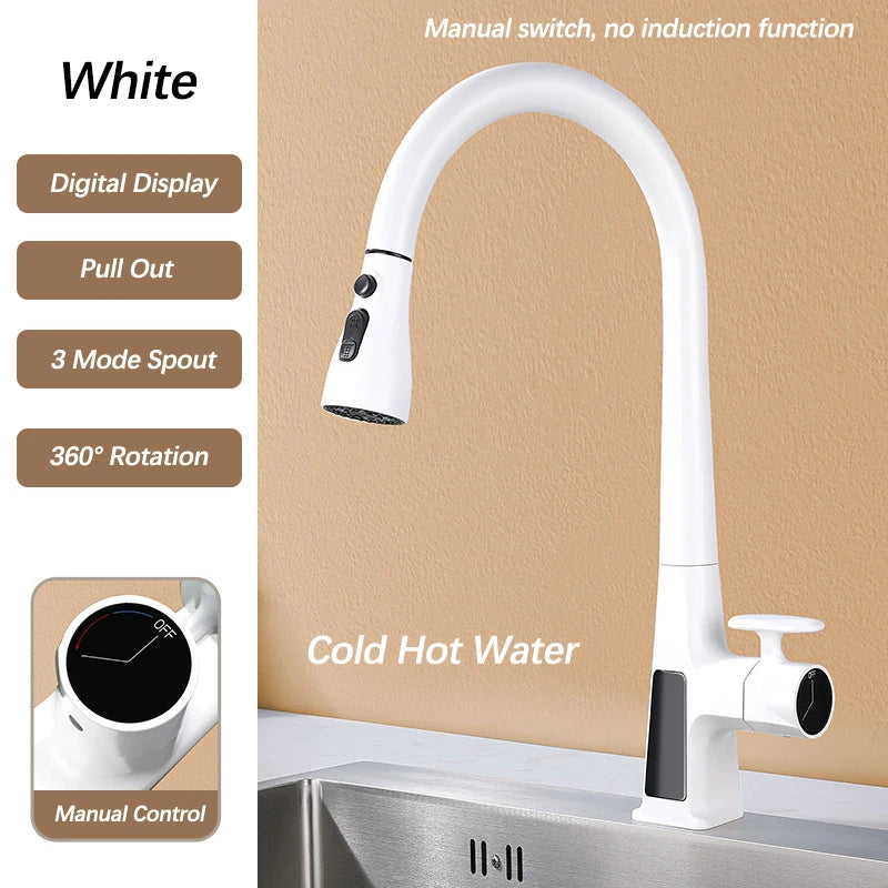Pull Out Faucet Sensor Touchless Digital Display Water